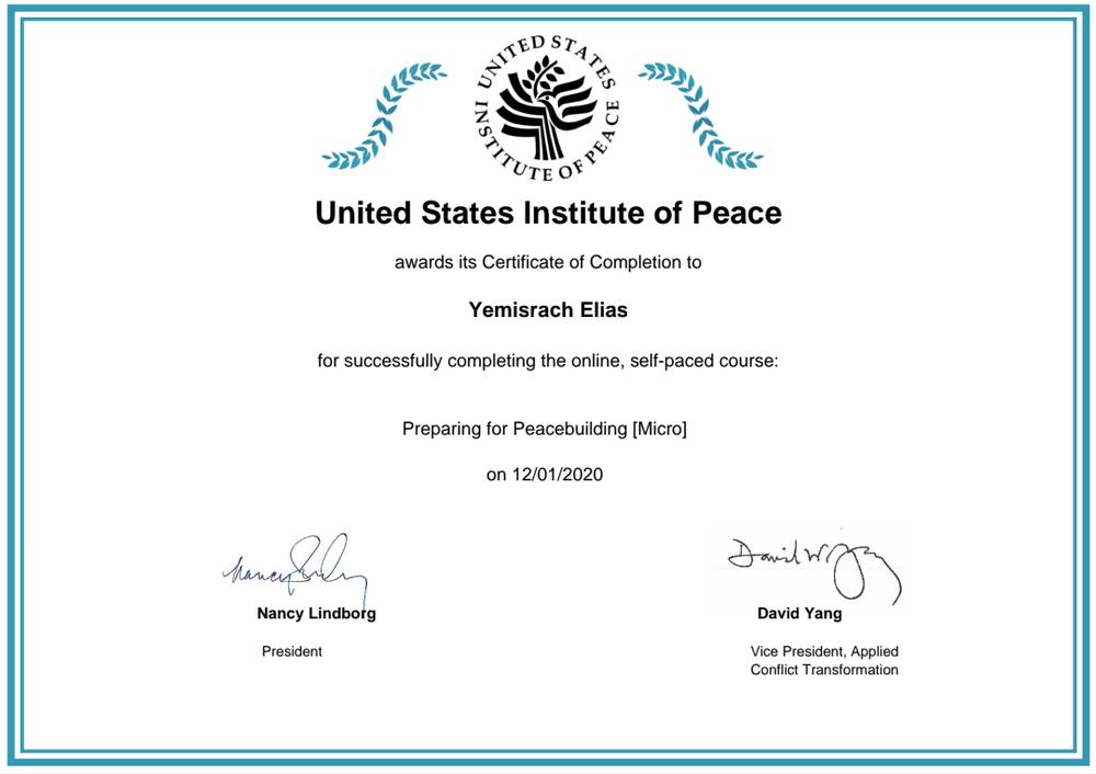 Preparing for Peacebuilding certificate
